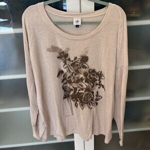 CAbi Cream Floral Long Sleeve Tee